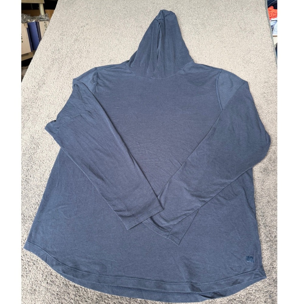 Walter Hagen Mens Charcoal Blue Lightweight Long Sleeve Hooded Shirt Size Large